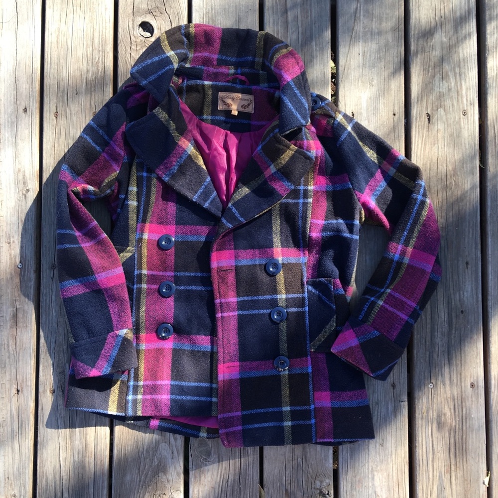 Beautiful Multi-Colored Plaid Peacoat